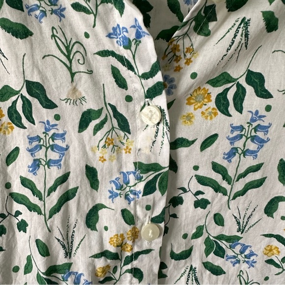 Seasalt Shirt Womens Sz 4 Button Up Larissa Organic Cotton Floral Roll Tab - Picture 11 of 12